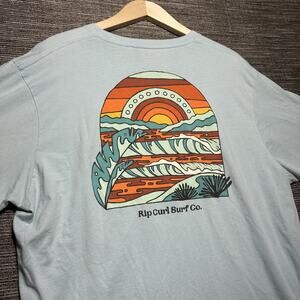 Rip Curl Shirt Men's 2XL Light Blue Short Sleeve Standard Surf
